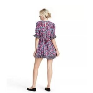 Rixo Pink Floral Short Sleeve Women's Feminine Mini Dress Size 6